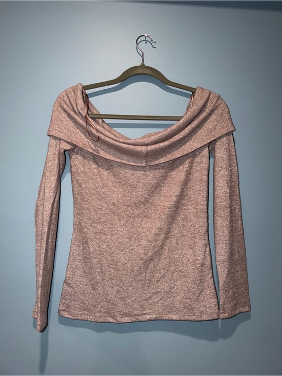 Tops - Vintage Off-Shoulder Long Sleeve Top in Dusty Rose